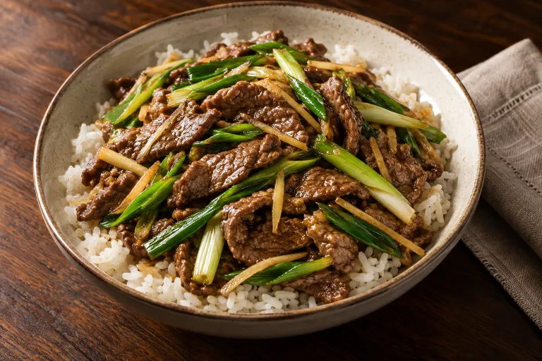 姜蔥西冷牛肉 · 成品餐盤